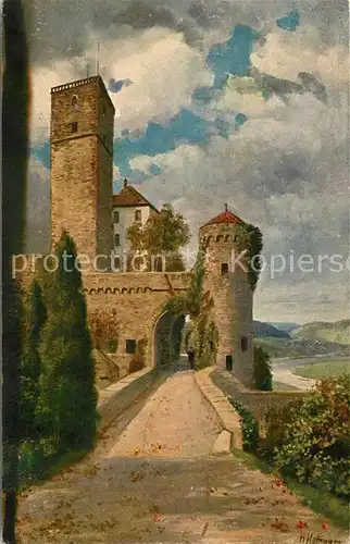 AK / Ansichtskarte Neckarmuehlbach Schloss Guttenberg am Neckar Kuenstlerkarte Kat. Hassmersheim