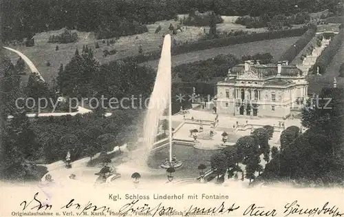 AK / Ansichtskarte Ettaler Forst Koenigliches Schloss Linderhof mit Fontaine