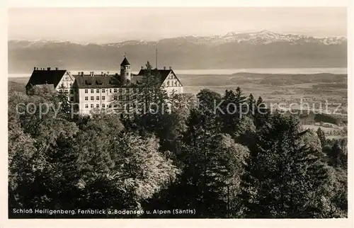 AK / Ansichtskarte Heiligenberg Baden Schloss Fernblick auf Bodensee und Saentis Appenzeller Alpen Kat. Heiligenberg