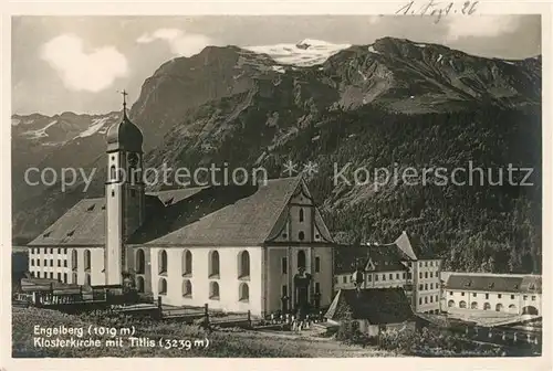 AK / Ansichtskarte Engelberg OW Klosterkirche mit Titlis Urner Alpen Kat. Engelberg