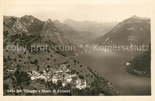 AK / Ansichtskarte Bre Villagio e sfondi di Porlezza Lago di Lugano Luganersee Alpenpanorama Kat. Bre