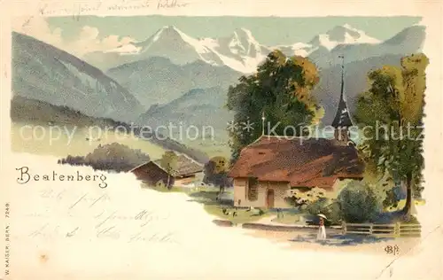 AK / Ansichtskarte Beatenberg Kapelle Alpenpanorama Kuenstlerkarte Kat. Beatenberg