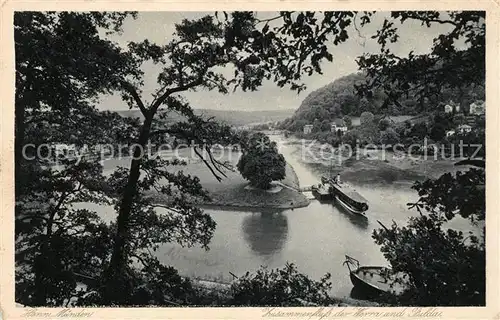 AK / Ansichtskarte Hann. Muenden Zusammenfluss von Werra und Fulda Kat. Hann. Muenden