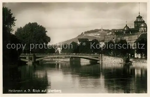 AK / Ansichtskarte Heilbronn Neckar Brueckenpartie mit Wartberg Kat. Heilbronn