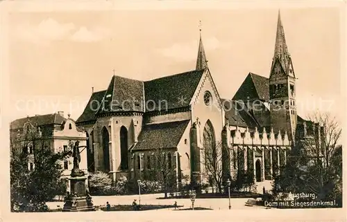 AK / Ansichtskarte Augsburg Dom mit Siegesdenkmal Kat. Augsburg