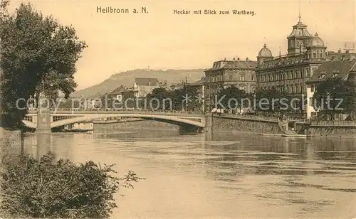 AK / Ansichtskarte Heilbronn Neckar Neckarpartie mit Bruecke und Wartberg Kat. Heilbronn