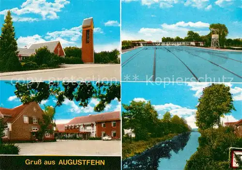 AK / Ansichtskarte Augustfehn Schwimmbad Kirche Kanal Kat. Apen