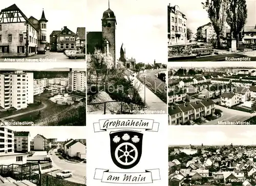 AK / Ansichtskarte Grossauheim Altes und neues Rathaus Rochusplatz Musiker Viertel Waldsiedlung Kat. Hanau