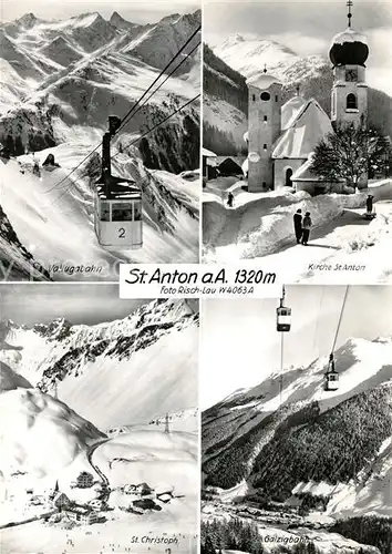 AK / Ansichtskarte St Anton Arlberg Vallugabahn Kirche St Christoph Galzigbahn Kat. St. Anton am Arlberg