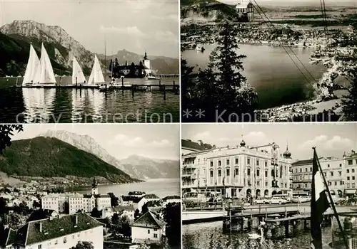 AK / Ansichtskarte Gmunden Salzkammergut Seeschloss Gruenbergseilbahn Traunstein Stadtplatz mit Rathaus Kat. Gmunden