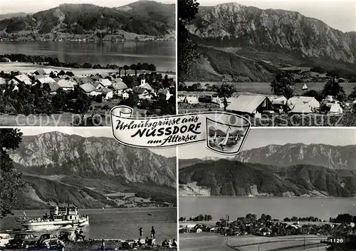 AK / Ansichtskarte Nussdorf Attersee Panorama Fahrgastschiff Kat. Nussdorf am Attersee