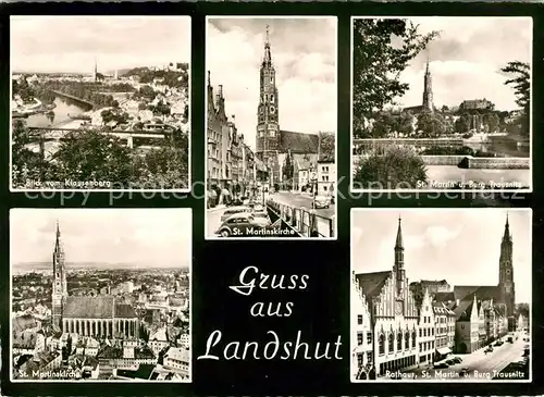 AK / Ansichtskarte Landshut Isar Klausenbergblick St Martinskirche St Martin Burg Trausnitz Martinskirche Rathaus Kat. Landshut