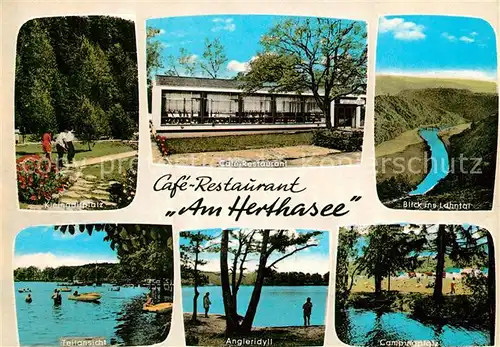 AK / Ansichtskarte Holzappel Cafe Restaurant Am Herthasee Kleingolfplatz Angler Lahntal Campingplatz Kat. Holzappel