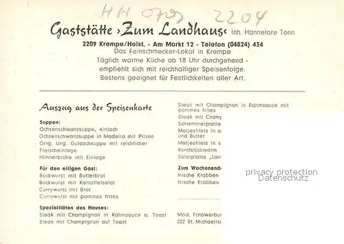 AK / Ansichtskarte Krempe Holstein Gaststaette Zum Landhaus Kat. Krempe