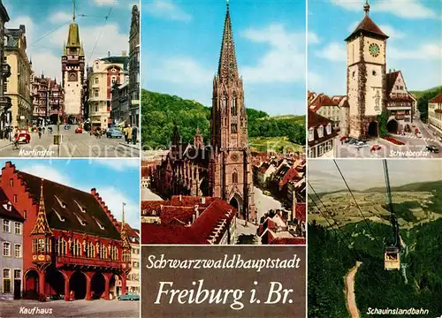 AK / Ansichtskarte Freiburg Breisgau Schauinslandbahn Schwabentor Martinstor Kaufhaus  Kat. Freiburg im Breisgau