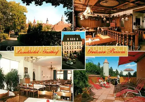 AK / Ansichtskarte Uffenheim Landhotel Gasthof Gruener Baum Bar Gaststube Terrasse Kat. Uffenheim