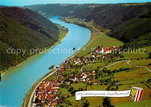 AK / Ansichtskarte Engelhartszell Donau Oberoesterreich Fliegeraufnahme mit Trappistenkloster Engelszell Kat. Engelhartszell