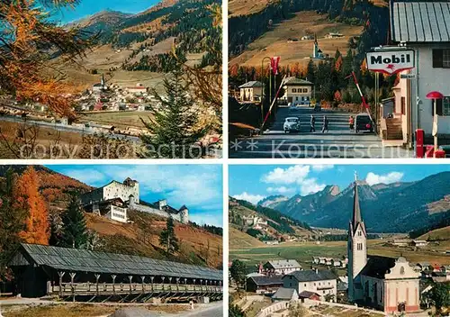 AK / Ansichtskarte Sillian Tirol mit Thurnthaler Grenze oesterr Italien Schloss Heimfels Holzbruecke Kirche mit Lienzer Dolomiten Kat. Sillian Osttirol