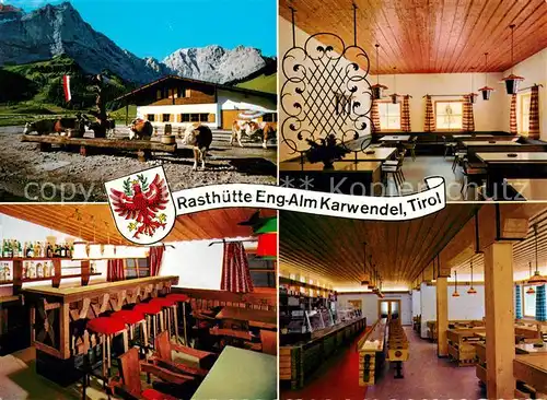 AK / Ansichtskarte Hinterriss Tirol Rasthuette Eng Alm am Gr Ahornboden Gastraeume Bar Kat. Vomp