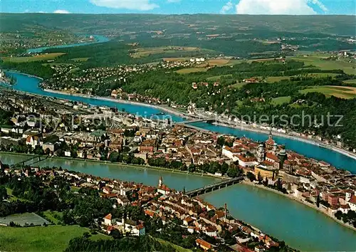 AK / Ansichtskarte Passau Zusammenfluss von Donau Inn und Ilz Fliegeraufnahme Kat. Passau