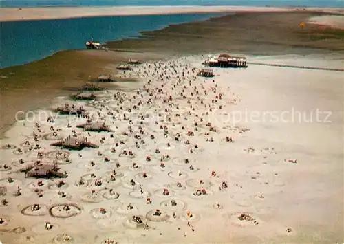 AK / Ansichtskarte St Peter Ording Nordseeheilbad Schwefelbad Sandbank mit Arche Noah Fliegeraufnahme Kat. Sankt Peter Ording