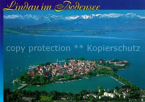 AK / Ansichtskarte Lindau Bodensee Halbinsel Alpenkette Fliegeraufnahme Kat. Lindau (Bodensee)