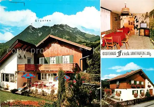 AK / Ansichtskarte Sonthofen Oberallgaeu Gaestehaus Frick mit Blick zum Gruenten Allgaeuer Alpen Kat. Sonthofen