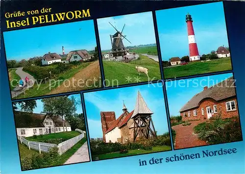 AK / Ansichtskarte Pellworm Nordseeinsel Nordseeheilbad Windmuehle Leuchtturm Kirche Kat. Pellworm