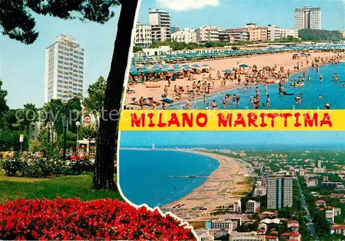 AK / Ansichtskarte Milano Marittima Hochhaus Hotels am Strand Fliegeraufnahme Kat. Cervia