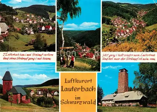 AK / Ansichtskarte Lauterbach Schwarzwald Teilansichten Kirche Kinder Trachten Ausflugsziel Aussichtsturm Landschaftspanorama Kat. Lauterbach