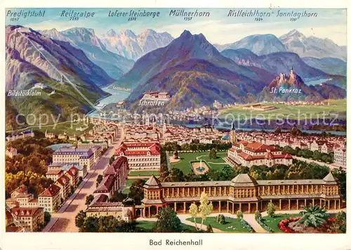 AK / Ansichtskarte Bad Reichenhall Stadtpanorama Alpen Litho Kat. Bad Reichenhall
