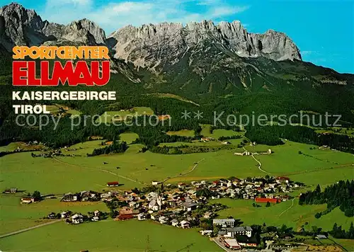 AK / Ansichtskarte Ellmau Tirol Sportcenter mit Kaisergebirge Fliegeraufnahme Kat. Ellmau