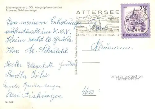 AK / Ansichtskarte Attersee Erholungsheim d. Ooe. Kriegsopferverbandes Kat. Attersee