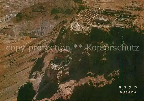 AK / Ansichtskarte Masada Ruins of a fortress at the Dead Sea shore Wilderness of Judah aerial view