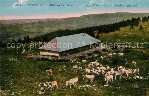 AK / Ansichtskarte Kuehe Sommets du Jura Chalet du Crozat  Kat. Tiere
