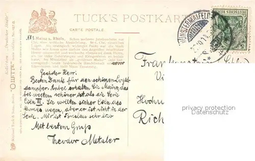 AK / Ansichtskarte Verlag Tucks Oilette Nr. 187 B Mainz Seitenraddampfer Charles E. Flower  Kat. Verlage