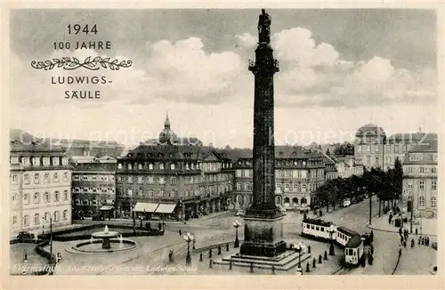 AK / Ansichtskarte Strassenbahn Darmstadt A. H. Platz Ludwigssaeule  Kat. Strassenbahn