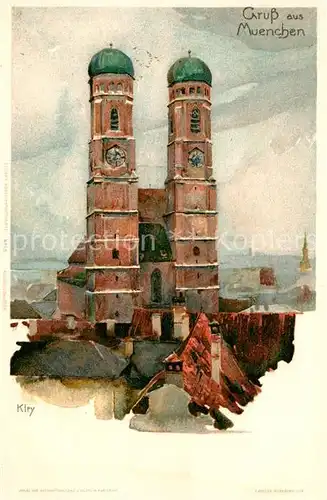 AK / Ansichtskarte Kley Muenchen Frauenkirche Kat. Kuenstlerlitho