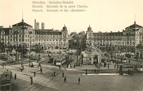 AK / Ansichtskarte Strassenbahn Muenchen Karlstor Rondell  Kat. Strassenbahn