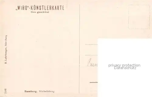 AK / Ansichtskarte Verlag WIRO Wiedemann Nr. 2188 Bamberg Michelsberg Kat. Verlage