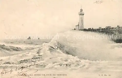 AK / Ansichtskarte Leuchtturm Lighthouse Jetee Jour de Tempete  Kat. Gebaeude