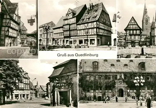 AK / Ansichtskarte Quedlinburg Markt Marktkirchhof Rathaus Fachwerkhaeuser Altstadt Kat. Quedlinburg