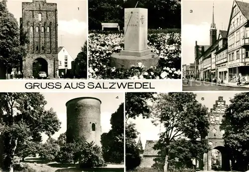 AK / Ansichtskarte Salzwedel Neuperver Torturm Sonnenuhr Burgstrasse Steintor  Kat. Salzwedel