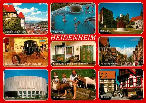 AK / Ansichtskarte Heidenheim Brenz Stadt der Opernfestspiele Schloss Museum Schloss Hellenstein Fussgaengerzone Gasse Streichelzoo Roemerbad Kat. Heidenheim an der Brenz