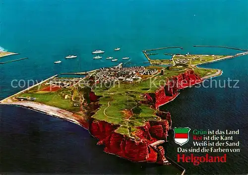 AK / Ansichtskarte Helgoland Nordseebad Insel Fliegeraufnahme Wappen Kat. Helgoland