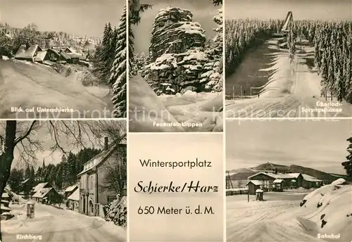 AK / Ansichtskarte Schierke Harz Unterschierke Feuersteinklippen Eckerloch Sprungschanze Kat. Schierke Brocken