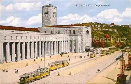 AK / Ansichtskarte Strassenbahn Stuttgart Hauptbahnhof  Kat. Strassenbahn