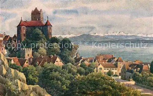 AK / Ansichtskarte Kuenstlerkarte J. Marschall Schloss Meersburg am Bodensee  Kat. Kuenstlerkarte