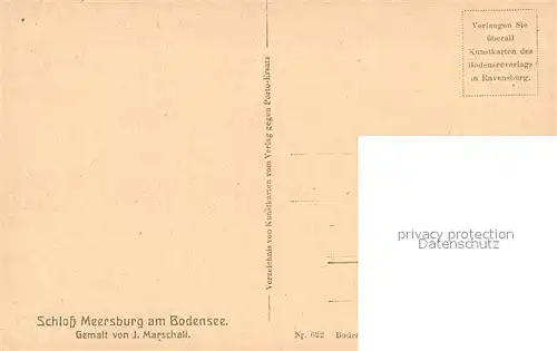 AK / Ansichtskarte Kuenstlerkarte J. Marschall Schloss Meersburg am Bodensee  Kat. Kuenstlerkarte