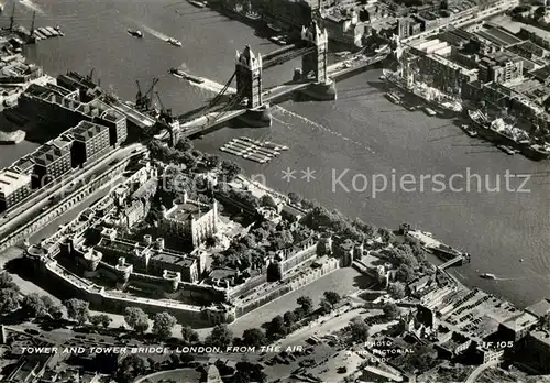 AK / Ansichtskarte London Tower and Tower Bridge from the air Kat. City of London